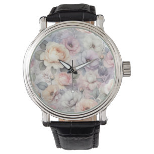 Elegante Rosenblüten Armbanduhr