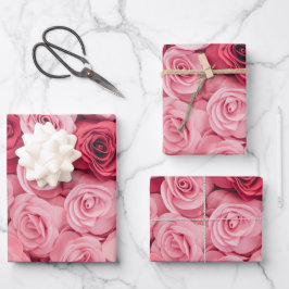 Elegante Rosenblüten Geschenkpapier Set