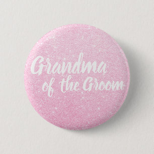 Elegante RosengoldGlittergroßmutter des Bräutigams Button