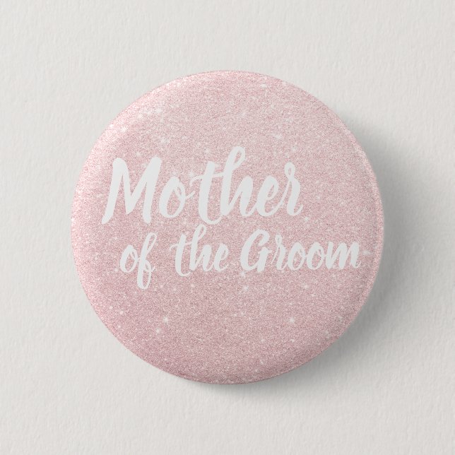 Elegante RosengoldGlittermutter des Bräutigams Button (Vorderseite)