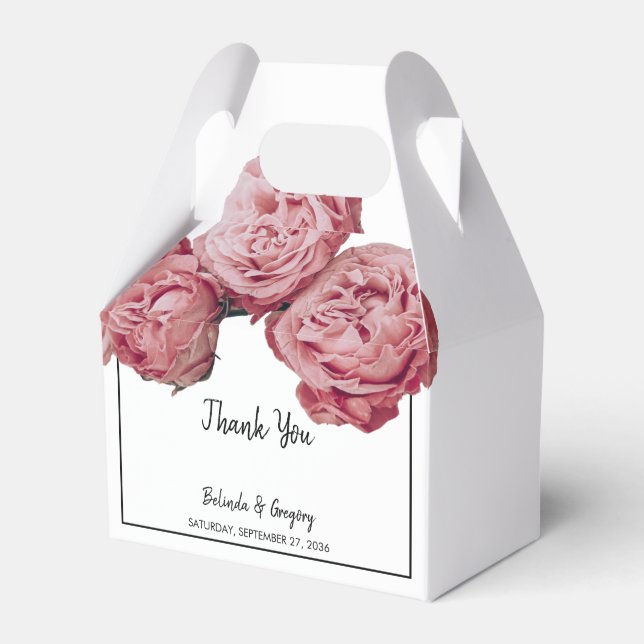 Elegante Rosenhochzeit Geschenkschachtel (Vorderseite)