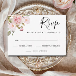 Elegante Rosenhochzeit RSVP Karte