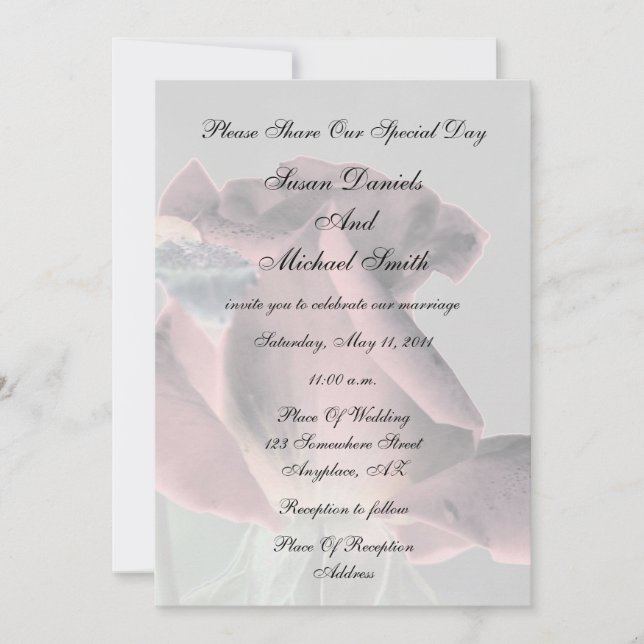 Elegante Rosenknospe Floral Wedding Einladung (Vorderseite)