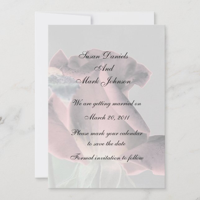 Elegante Rosenknospe Floral Wedding rettet das Dat Einladung (Vorderseite)