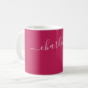 Elegante Rosenrote Farbe Moderner Name Personalisi Kaffeetasse