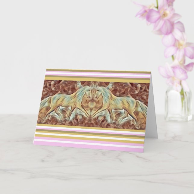 Elegante Rosenstreifen braun/ Gold + Lächeln Rosa Karte (Orchidee)