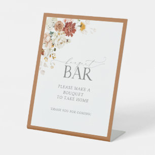 Elegante Rost Orange Blumendusche Bouquet Bar Sockelschild