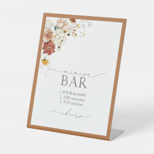 Elegante Rost Orange Brautparty Mimosa Bar Sockelschild