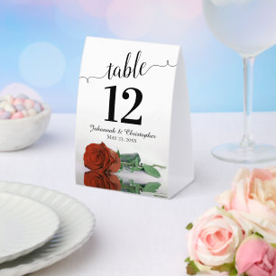 Elegante Rost Orange Rose Hochzeit Tischnummer Tischaufsteller