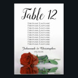 Elegante Rost Orange Rose Seating Chart Hochzeit Tischnummer<br><div class="desc">Diese Tischnummer-Karten machen es Ihren Gästen leicht, ihren Platz an Ihrem Hochzeitsempfang zu finden. Sie zeichnen sich durch ein schlichtes und dennoch elegantes Design aus, das mit einer laksigen Skriptkalligraphie und einer Single-Rost-Orange- oder Bronzefarben-Rose auf der Seite mit Wellen und Reflexionen aus. Die Karte enthält eine Sitzkarte mit 10 Namen....</div>