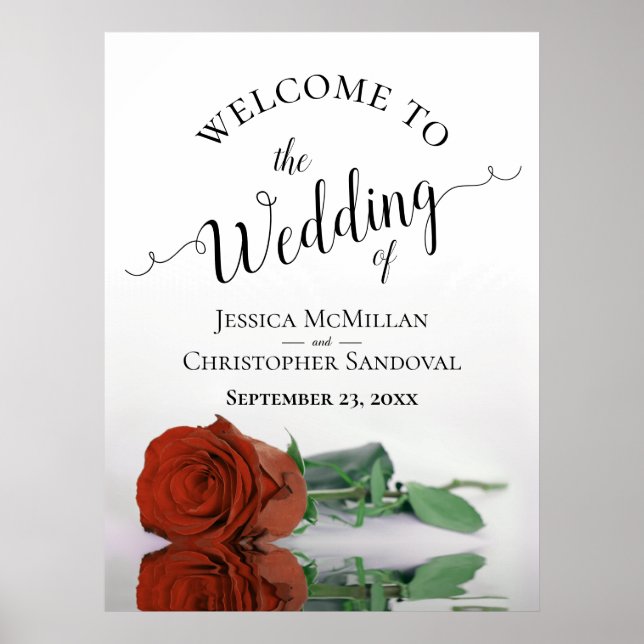 Elegante Rost Orange Rose Stilvolle Hochzeit Willk Poster (Vorne)