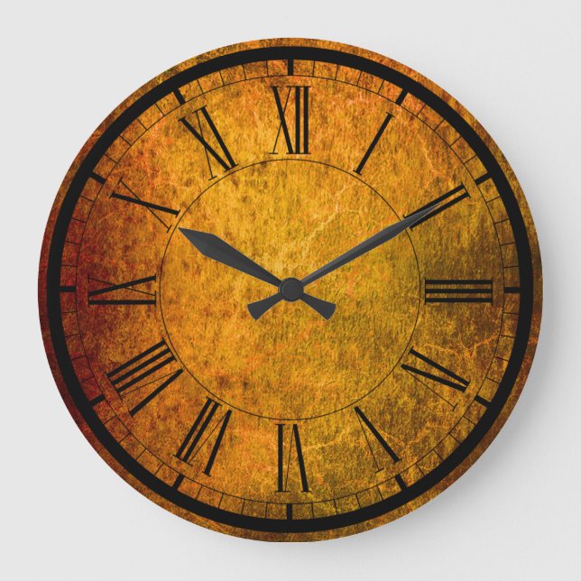 Elegante Rosttextur-Wanduhr Große Wanduhr (Vorderseite)