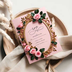 Elegante Rosy Floral Art Nouveau RSVP Cards Einladung