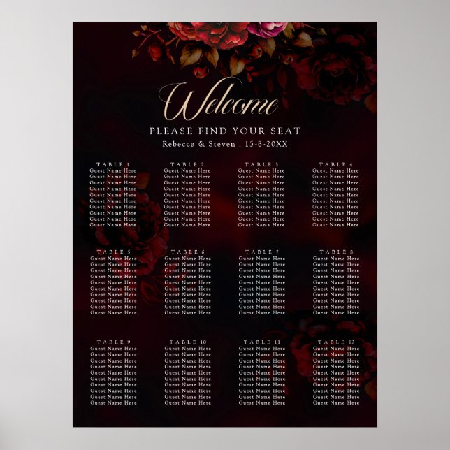 Elegante Rot Blütenblüte Hochromantische Gotik Poster (Vorne)