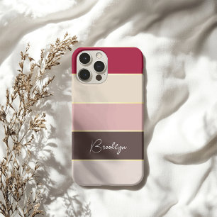 Elegante, rot-braune Personalisierte Farbstreifen iPhone 16 Hülle