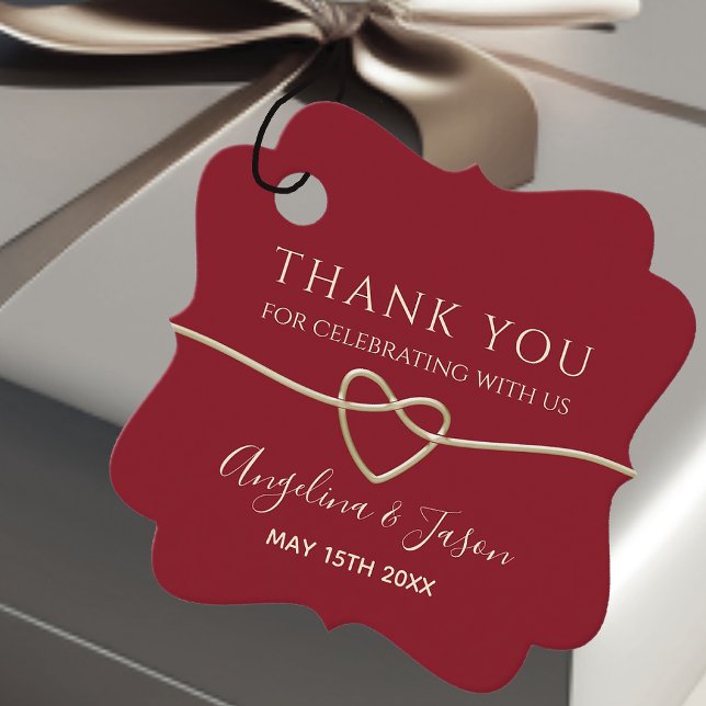 Elegante Rot-Gold-Hochzeit Geschenkanhänger (Von Creator hochgeladen)