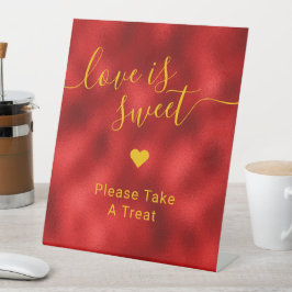 Elegante Rot-Gold-Liebe ist süß Sockelschild
