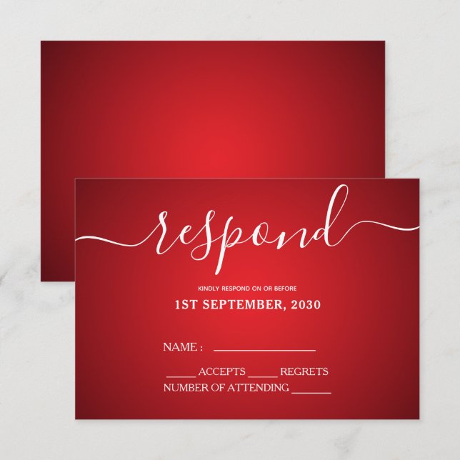 Elegante Rot-Gold-Love-Vögel Herz Hochzeit RSVP Karte (Vorne/Hinten)