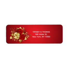 Elegante Rot-Gold-Thema Hochzeit-Rücksendeadresse