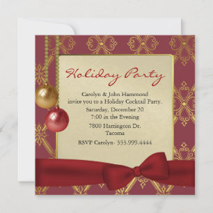 Elegante Rot & Gold Tone Party Einladung