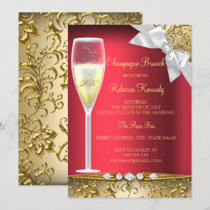 Elegante Rot-Gold-Weiß-Champagner-Brunch-Einladung Einladung
