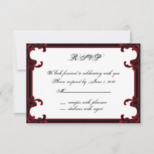 Elegante Rot-Gothic-Frame-Antwortkarte Einladung