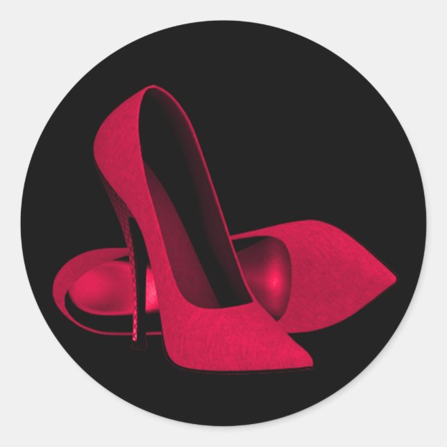 Elegante Rot-High-Heel-Sticker Runder Aufkleber (Vorderseite)