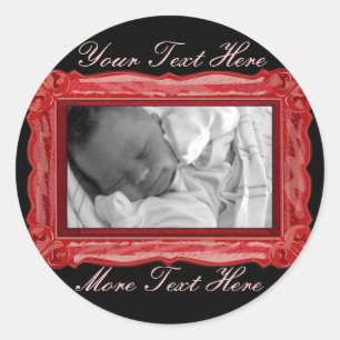 Elegante Rot-Rahmen-Sticker Runder Aufkleber