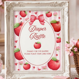 Elegante Rot Rosa Apfel Coquette Windel-Raffle Poster