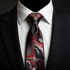 Elegante Rot-Schwarze Wirbel-Marmorierung Krawatte