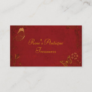 Elegante Rot-u. GoldVintage Schmetterlinge Visitenkarte