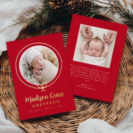 Elegante Rot-und Gold-Foil-Bow Geburtserklärung Folieneinladung