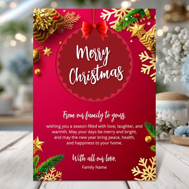 Elegante Rot und Gold Ornamente Frohe Weihnachten Einladung (Von Creator hochgeladen)