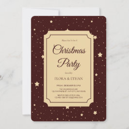 Elegante Rot und Gold Starry Night Weihnachten Einladung