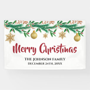 Elegante Rot und Grün Wintersprigs Weihnachten Banner