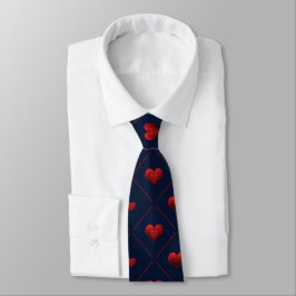 Elegante Rot- und Navy-Hearts auf Herz-Grafik Krawatte