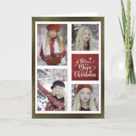 Elegante Rot und Weiß Weihnachtsfotokarte. Feiertagskarte