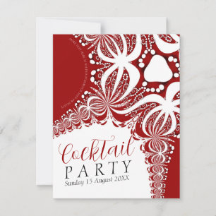 Elegante Rot-Weiß Batik-Cocktailparty Einladung