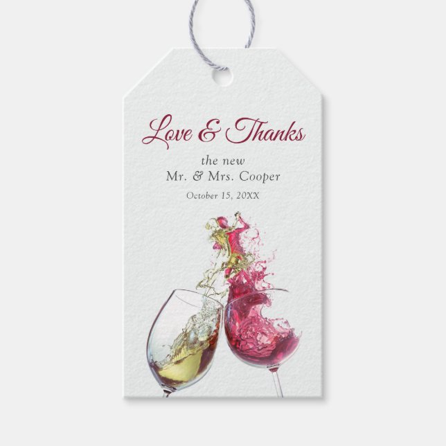 Elegante Rot-Weiß-Tanz Hochzeit Geschenkanhänger (Vorderseite)