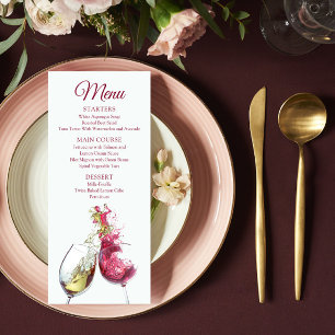 Elegante Rot-Weiß-Tanz Hochzeit Menükarte
