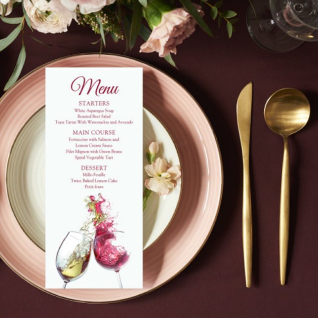 Elegante Rot-Weiß-Tanz Hochzeit Menükarte (Von Creator hochgeladen)