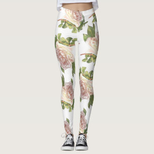 Elegante, rot-weiße Rose Leggings