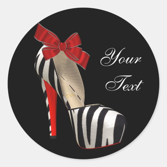 Elegante Rot-Zebra-Aufkleber für hohe Ferse Runder Aufkleber (Vorderseite)
