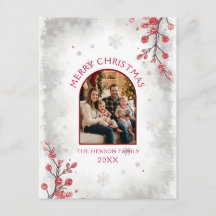 Elegante rote Beeren Familienfoto Weihnachten 