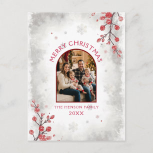 Elegante rote Beeren Familienfoto Weihnachten 