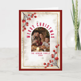 Elegante rote Beeren Familienfoto Weihnachten Feie