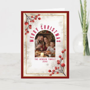 Elegante rote Beeren Familienfoto Weihnachten Feie