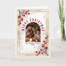 Elegante rote Beeren Familienfoto Weihnachten Urla