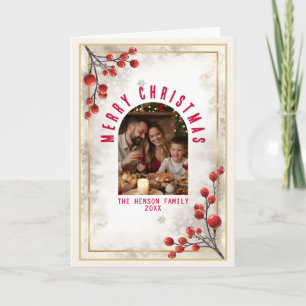 Elegante rote Beeren Familienfoto Weihnachten Urla