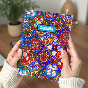 Elegante rote blaue violette mexikanische Talavera Notizbuch